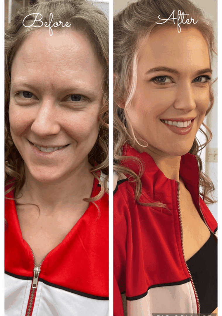 Before and after makeup transformation