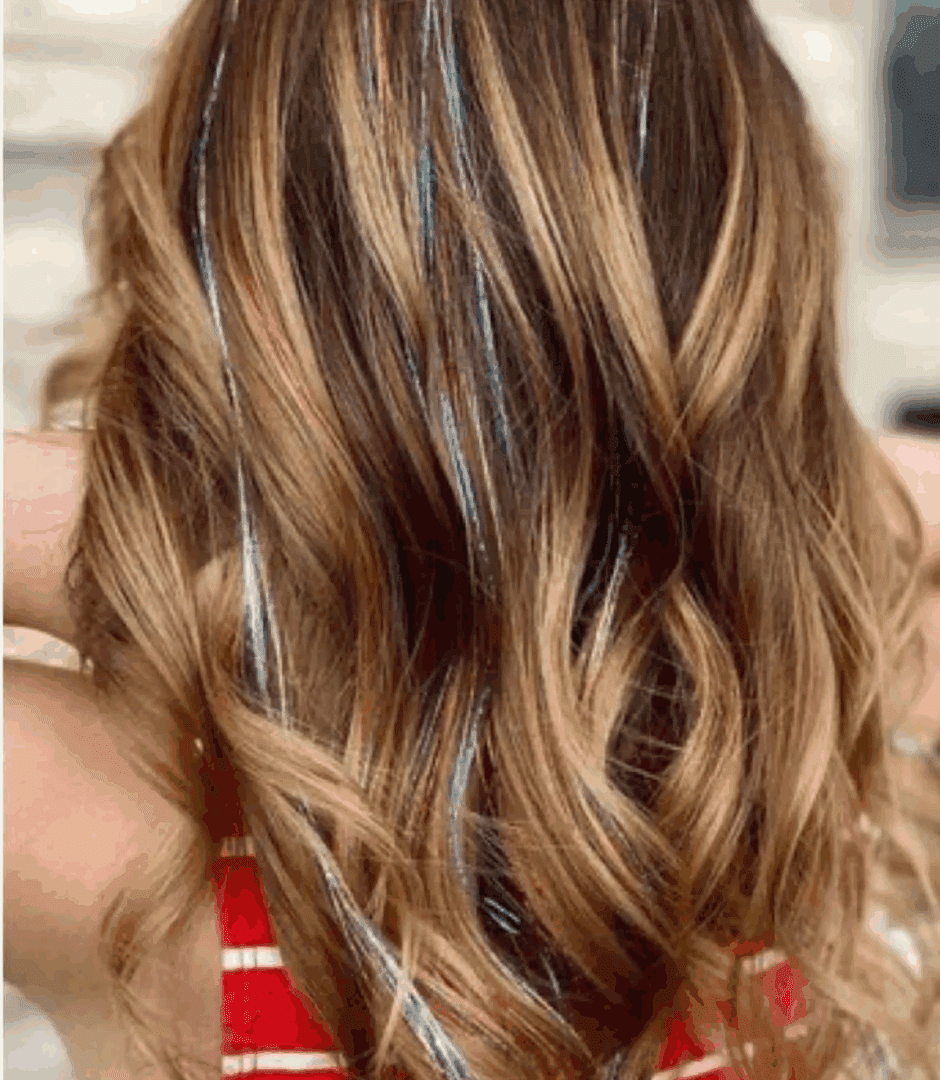 Brown hair with shimmering highlights
