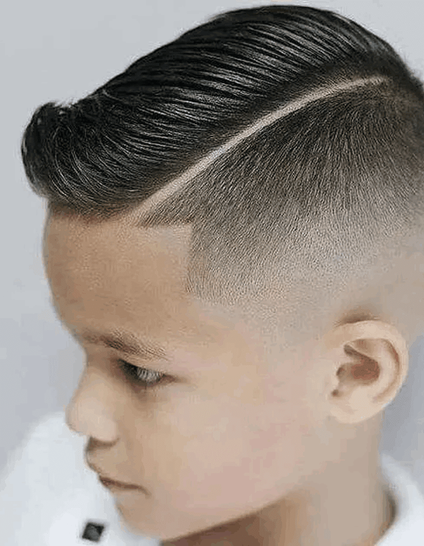 Young boy's slicked-back hairstyle