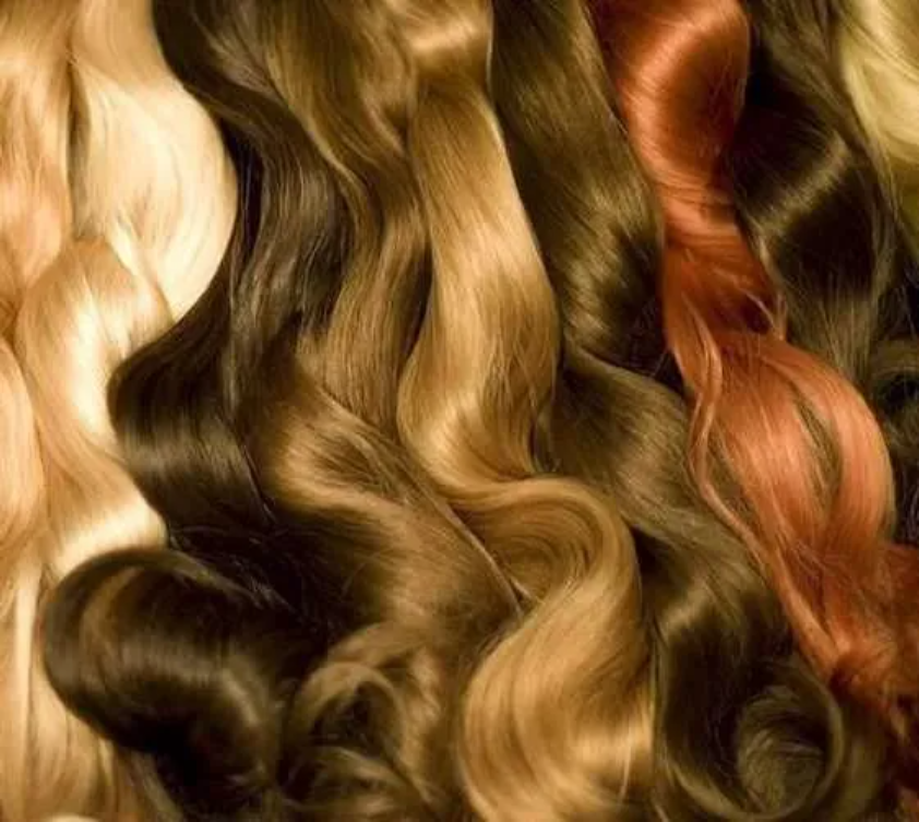 Colorful hair strands in waves