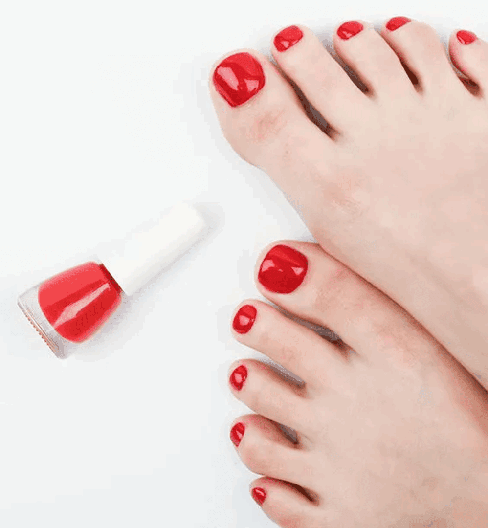 Feet with red nail polish