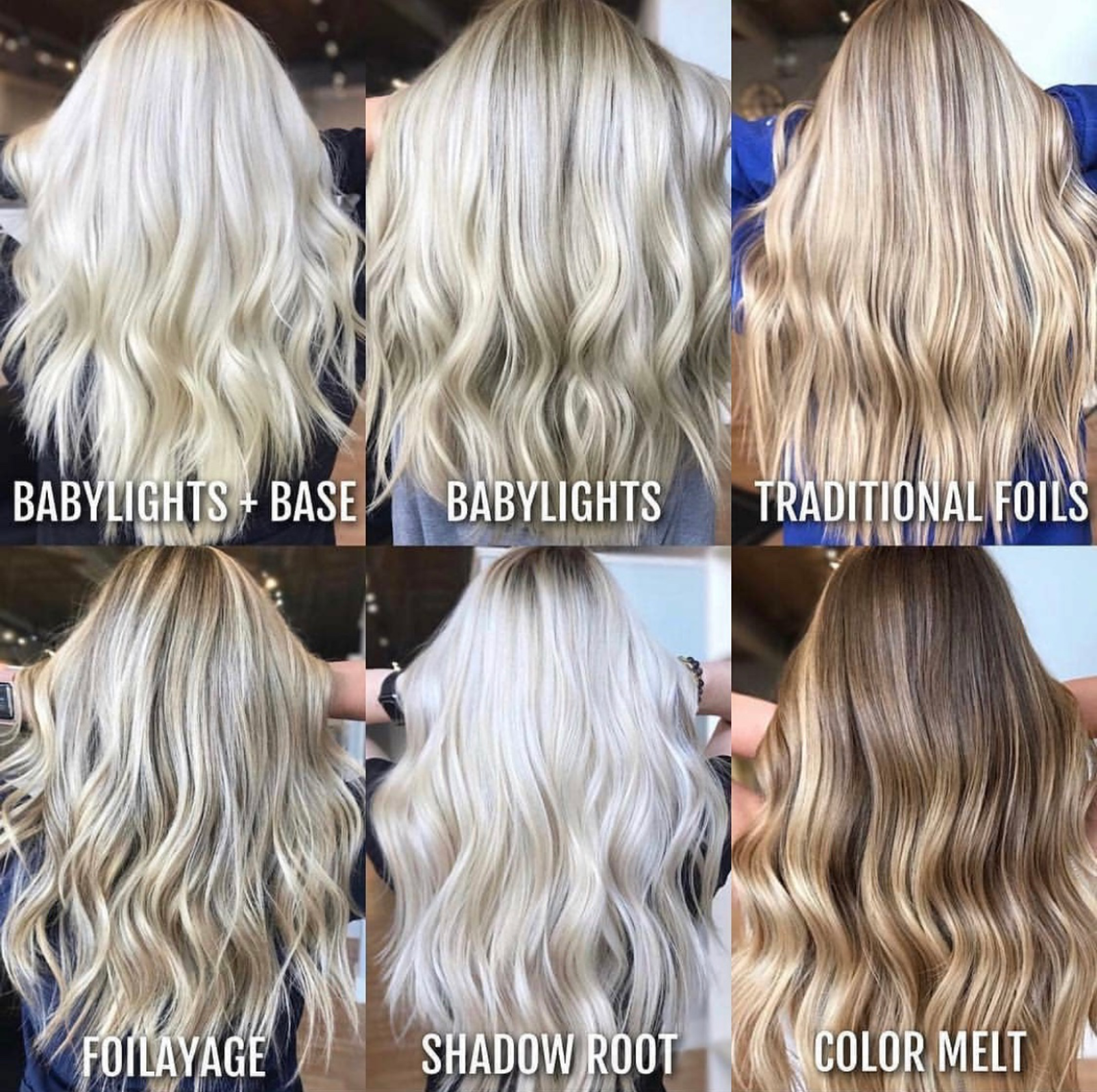 Various blonde hair color techniques