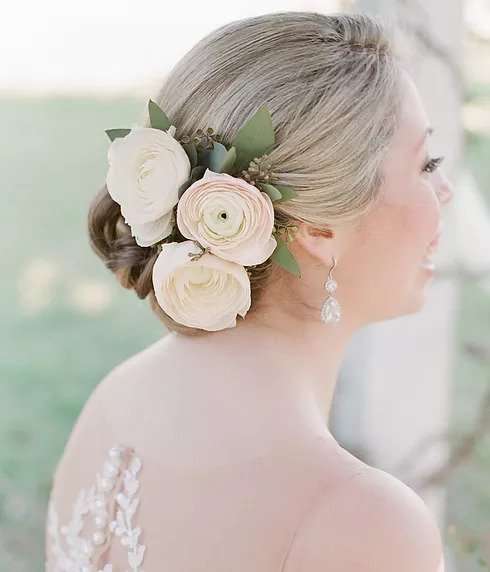 Bride with floral hair accessory