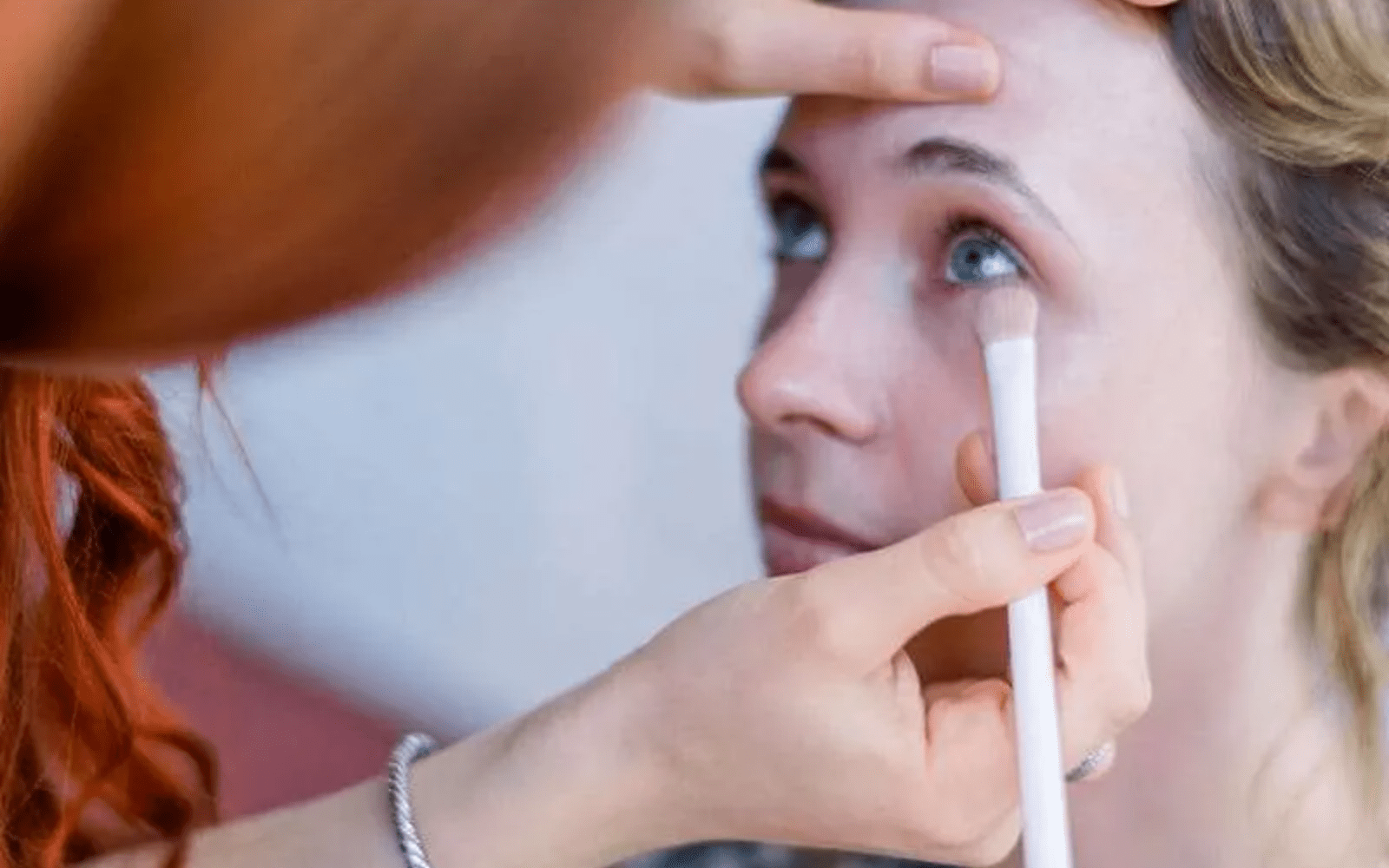 Eye makeup application close-up