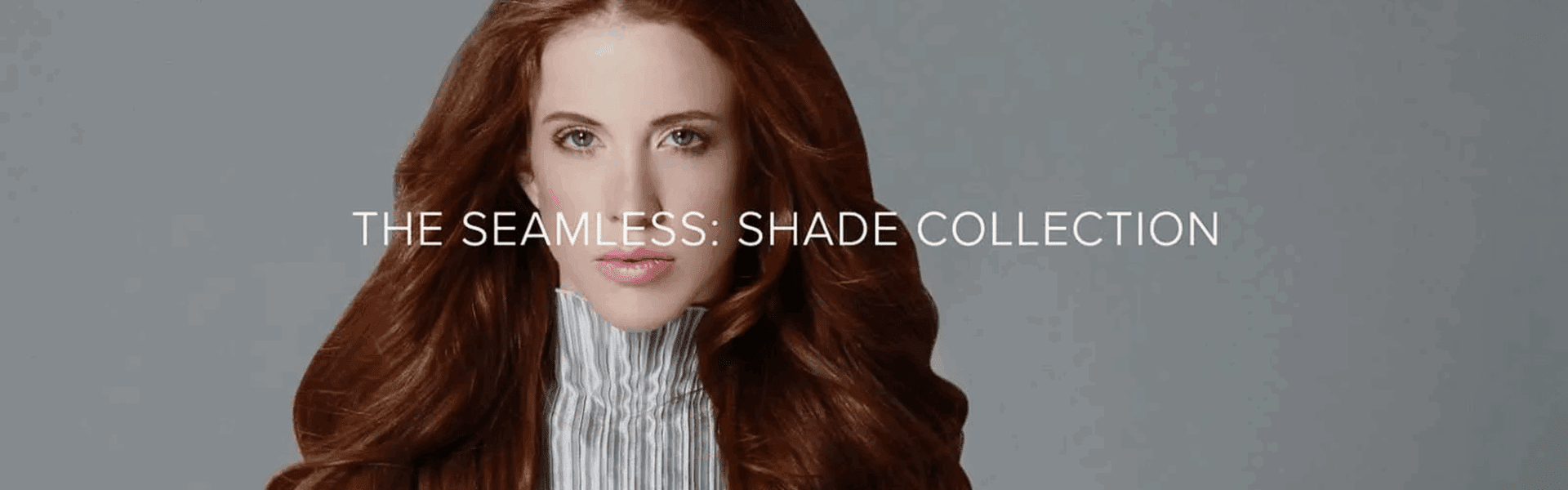 Elegant woman showcasing hair color collection.